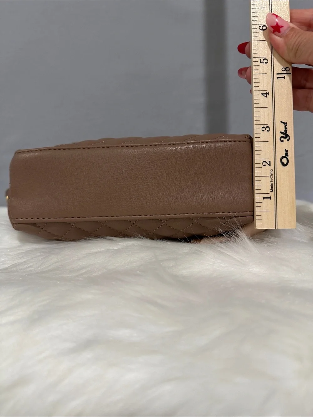 Bebe Sofie Small Quilted Satchel w Wallet in Taupe Crossbody Chain NWT